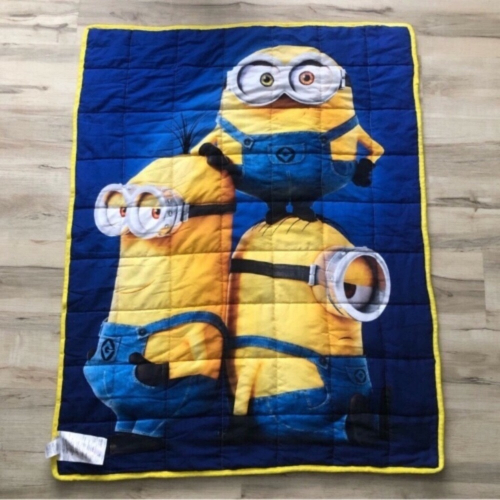 Minions Blue and Yellow Weighted Quilted Blanket
